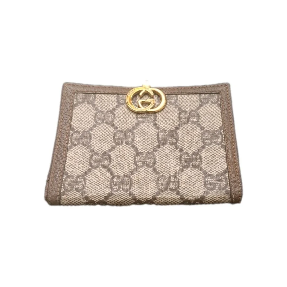 Gucci‎ Vintage Brown GG Logo Monogram Small Bifold Wallet Amazing Condition